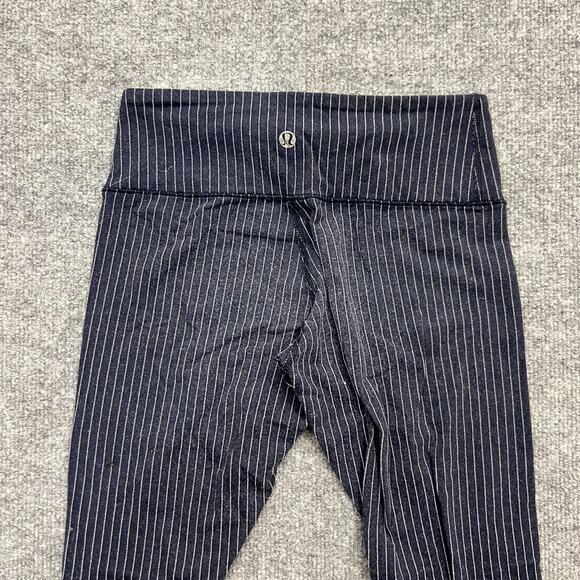 Lululemon Wunder Under Leggings Sz 4 Navy White Pinstripe High Rise Full Length - Picture 5 of 13